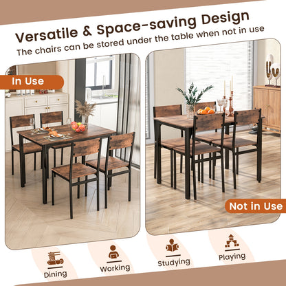 5 Piece Dining Table Set Industrial Style Kitchen Table and Chairs for 4, Rustic Brown Dining Room Sets at Gallery Canada