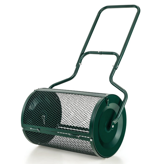 24-Inch Peat Moss Spreader, Upgrade Side Latches, U-Shape Handle, Green