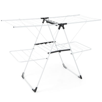 2-level Laundry Drying Rack with Height Adjustable Wings, White Drying Racks at Gallery Canada