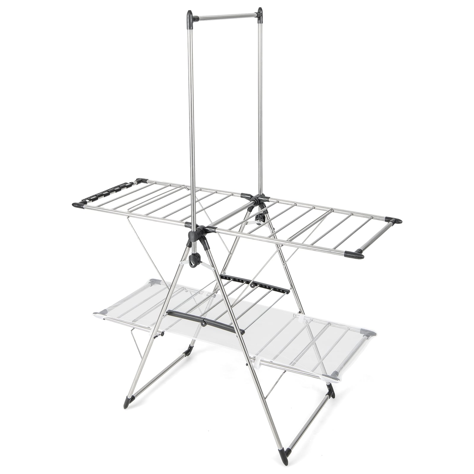 Large Foldable Clothes Drying Rack, Tall Hanging Bar, Silver Drying Racks at Gallery Canada