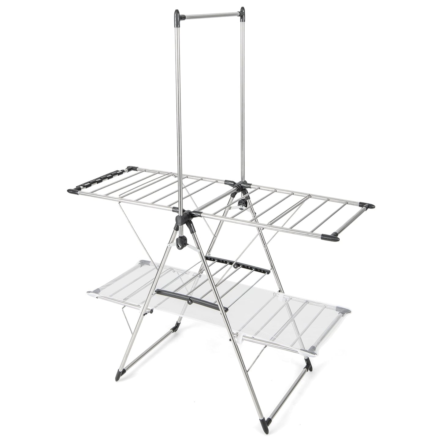 Large Foldable Clothes Drying Rack, Tall Hanging Bar, Silver Drying Racks at Gallery Canada
