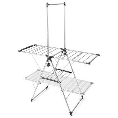 Large Foldable Clothes Drying Rack, Tall Hanging Bar, Silver Drying Racks at Gallery Canada