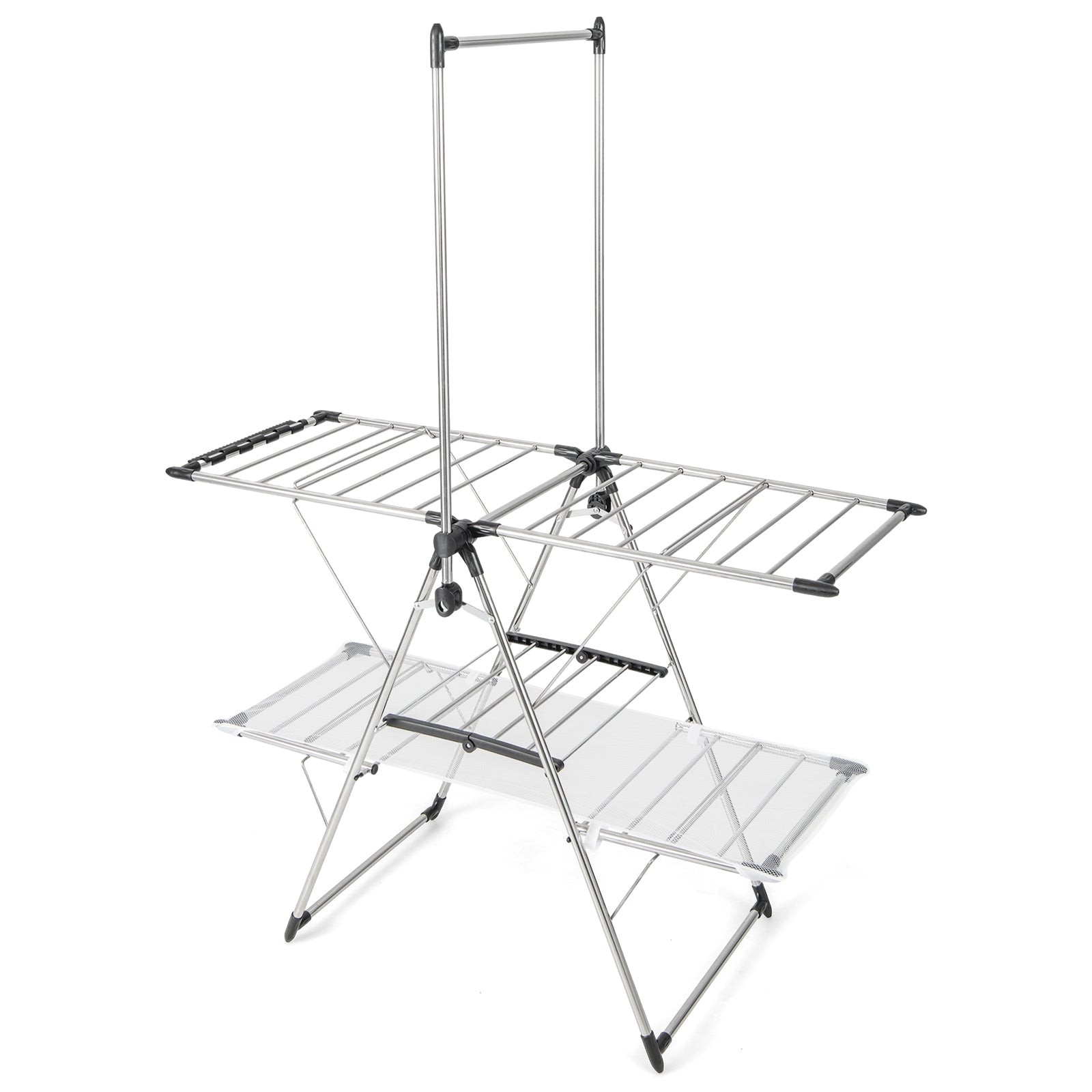 Large Foldable Clothes Drying Rack, Tall Hanging Bar, Silver Drying Racks at Gallery Canada
