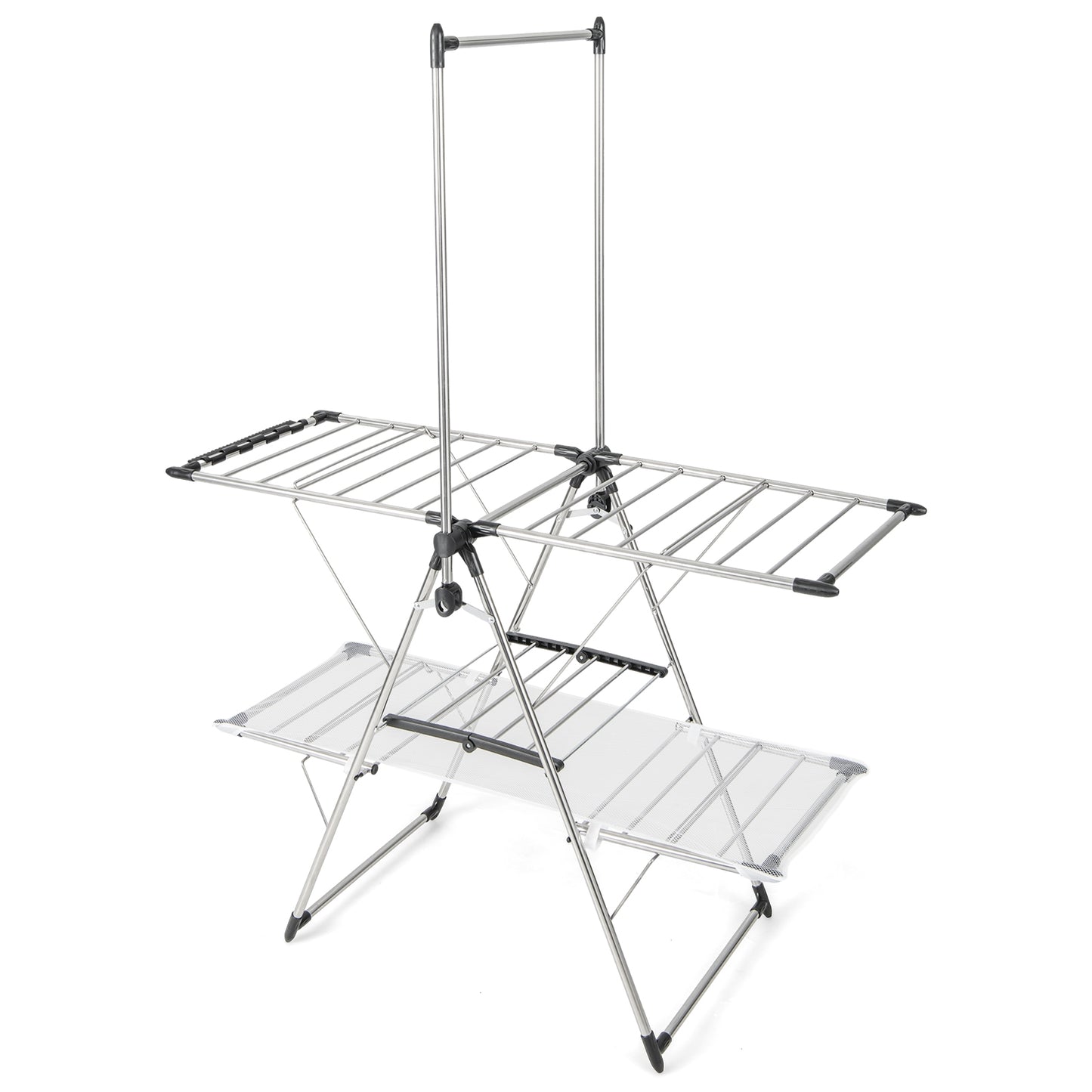 Large Foldable Clothes Drying Rack, Tall Hanging Bar, Silver Drying Racks at Gallery Canada