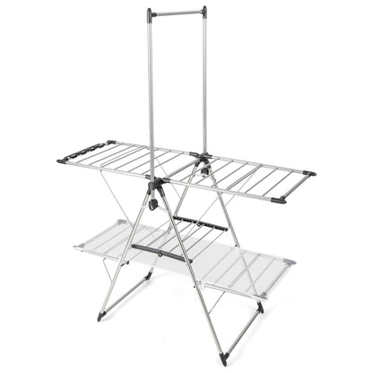 Large Foldable Clothes Drying Rack, Tall Hanging Bar, Silver Drying Racks at Gallery Canada