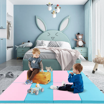 4-Panel PU Leather Folding Exercise Mat with Carrying Handles, Pink & Blue Yoga & Gym Mats at Gallery Canada