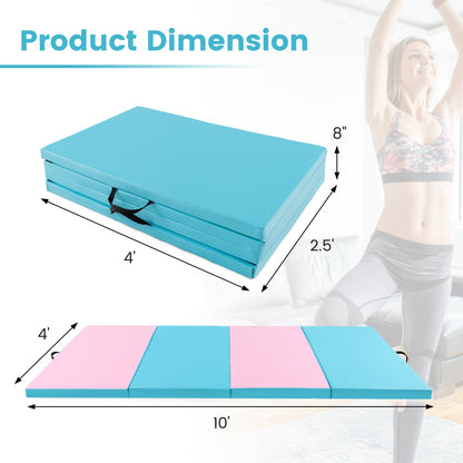 4-Panel PU Leather Folding Exercise Mat with Carrying Handles, Pink & Blue Yoga & Gym Mats at Gallery Canada