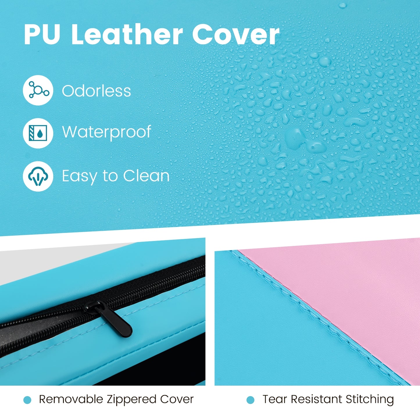 4-Panel PU Leather Folding Exercise Mat with Carrying Handles, Pink & Blue Yoga & Gym Mats at Gallery Canada