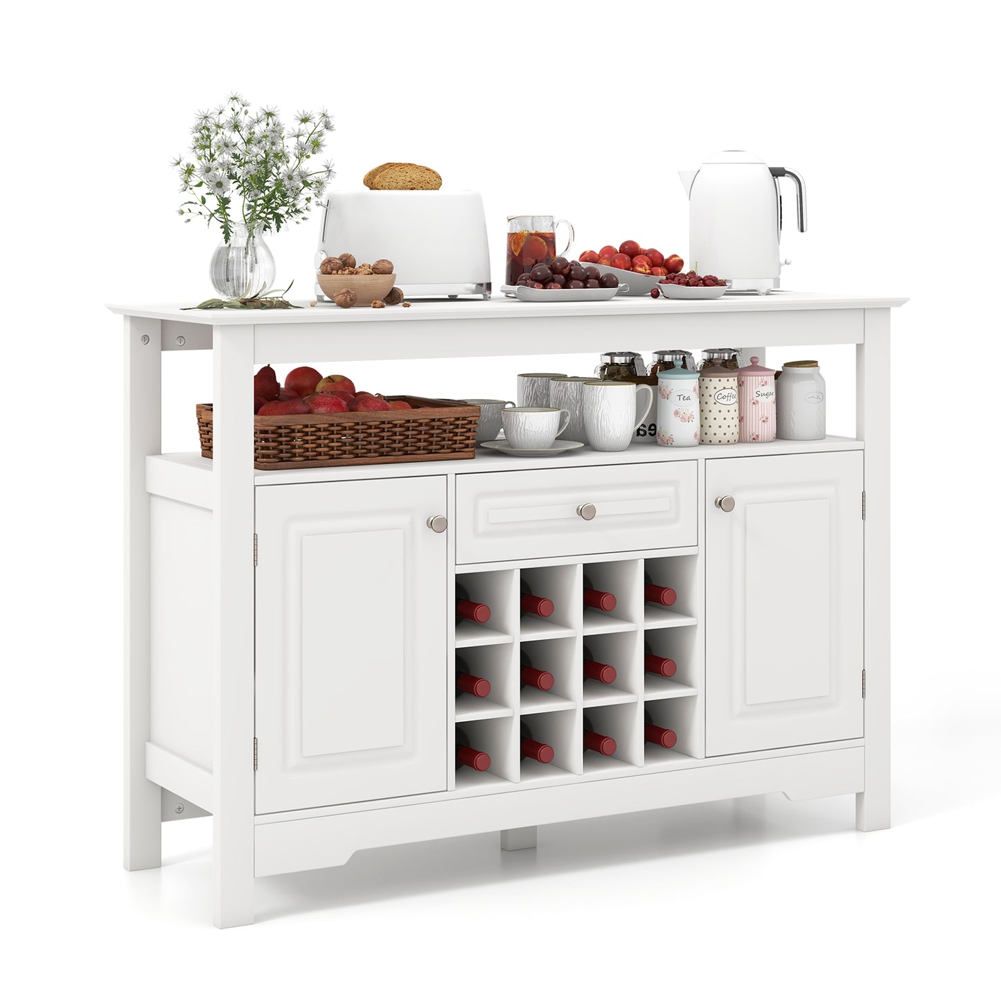 Buffet Sideboard Wine Liquor Coffee Bar Cabinet with Removable Wine Rack, White Sideboards Cabinets & Buffets at Gallery Canada