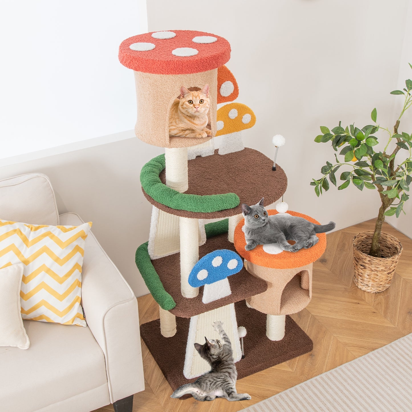 4-In-1 Cat Tree with 2 Condos and Platforms for Indoors, Multicolor Cat Trees Condos & Scratchers at Gallery Canada