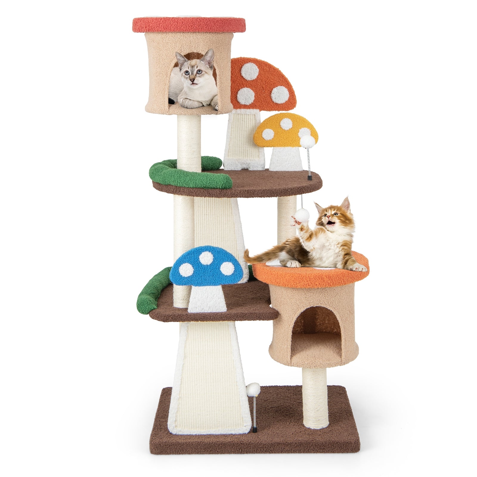 4-In-1 Cat Tree with 2 Condos and Platforms for Indoors, Multicolor Cat Trees Condos & Scratchers bright colors, teddy fabric at Gallery Canada