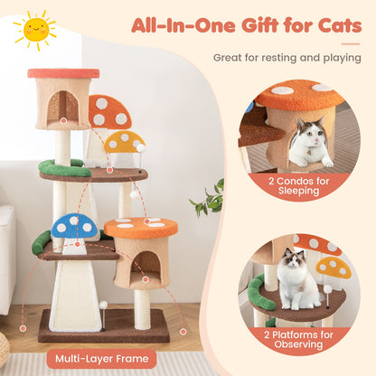 4-In-1 Cat Tree with 2 Condos and Platforms for Indoors, Multicolor Cat Trees Condos & Scratchers at Gallery Canada