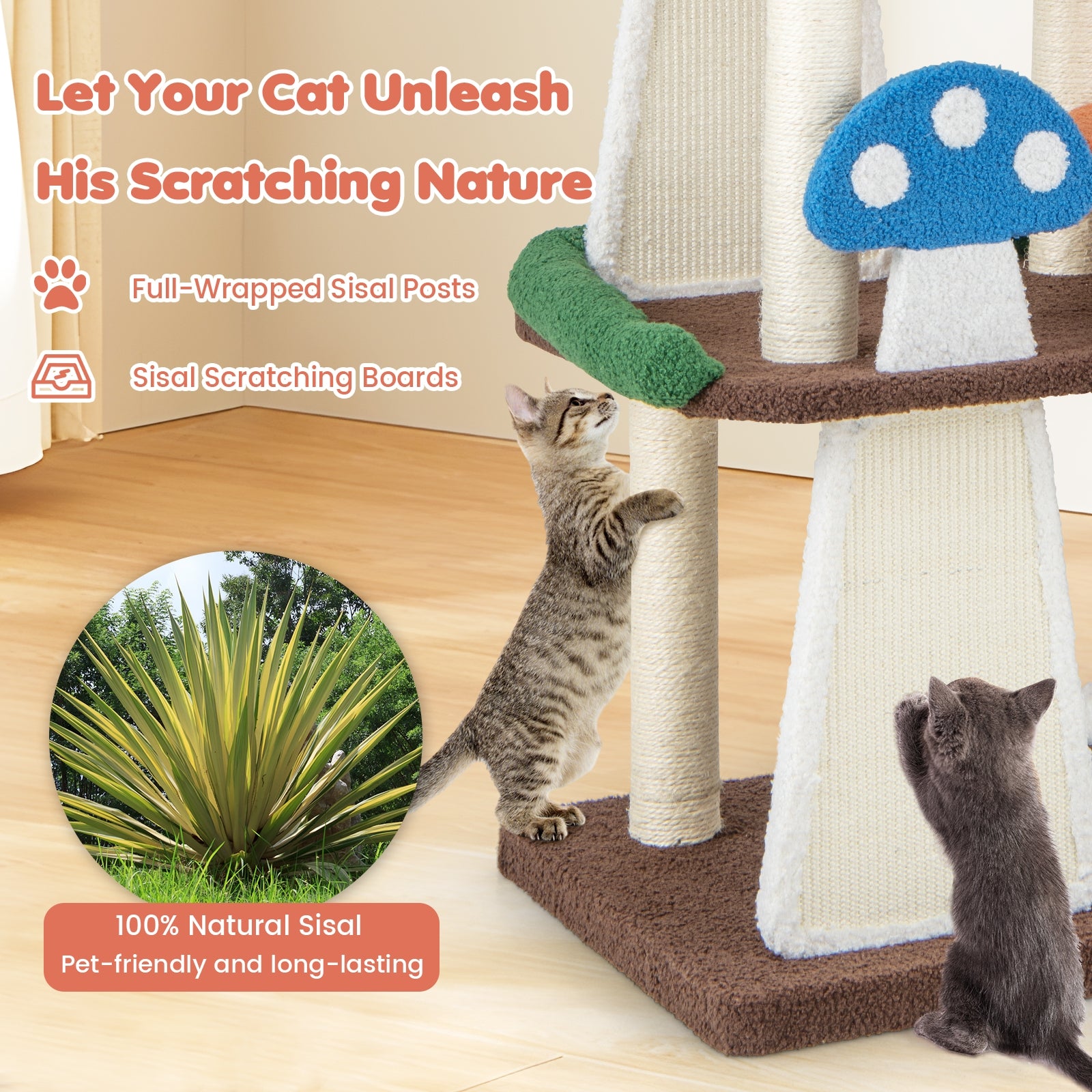4-In-1 Cat Tree with 2 Condos and Platforms for Indoors, Multicolor Cat Trees Condos & Scratchers at Gallery Canada