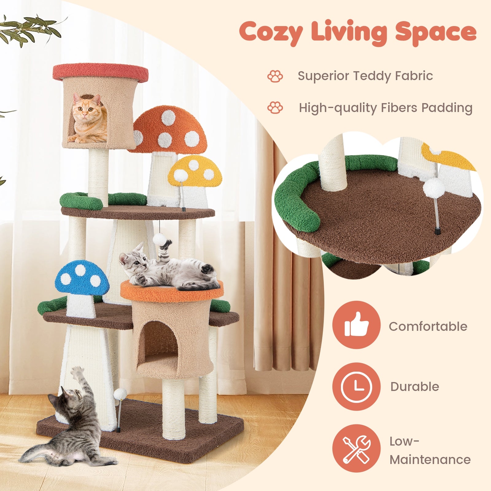 4-In-1 Cat Tree with 2 Condos and Platforms for Indoors, Multicolor Cat Trees Condos & Scratchers at Gallery Canada
