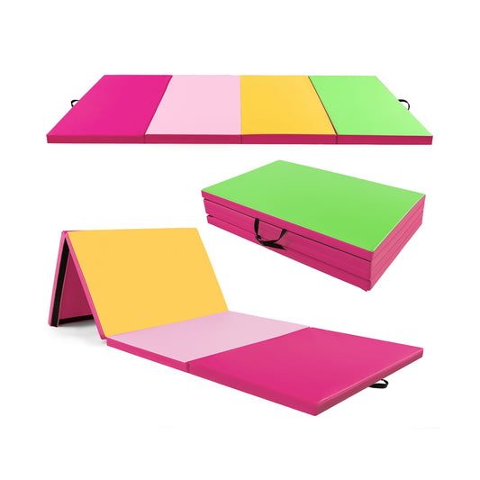 4-Panel PU Leather Folding Exercise Mat, Green Yoga & Gym Mats Green at Gallery Canada