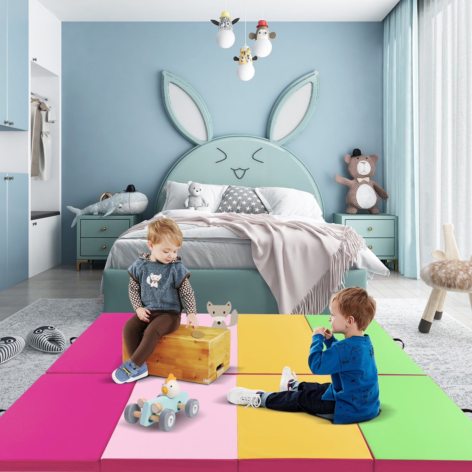 4-Panel PU Leather Folding Exercise Mat with Carrying Handles, Green Yoga & Gym Mats at Gallery Canada