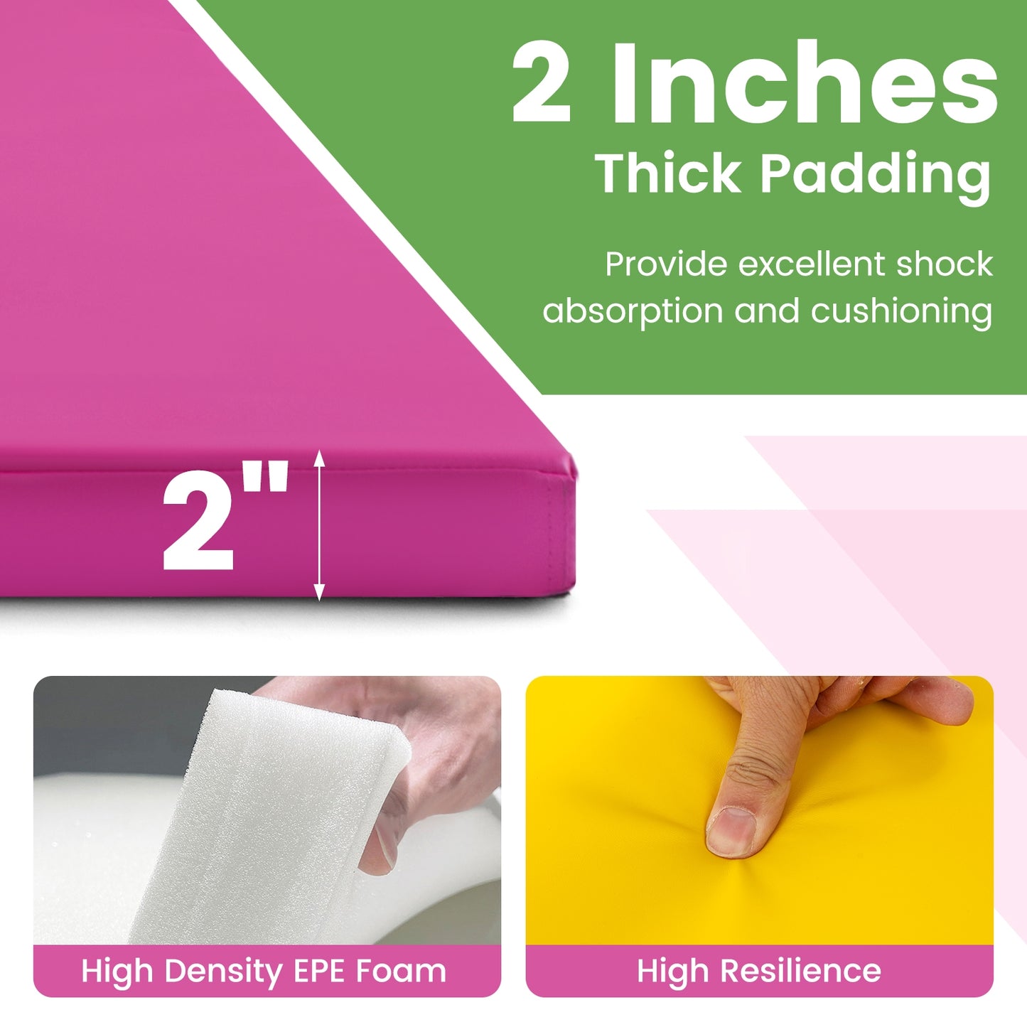 4-Panel PU Leather Folding Exercise Mat with Carrying Handles, Green Yoga & Gym Mats at Gallery Canada