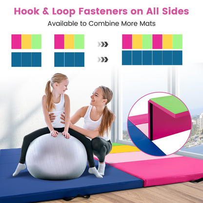 4-Panel PU Leather Folding Exercise Mat with Carrying Handles, Green Yoga & Gym Mats at Gallery Canada