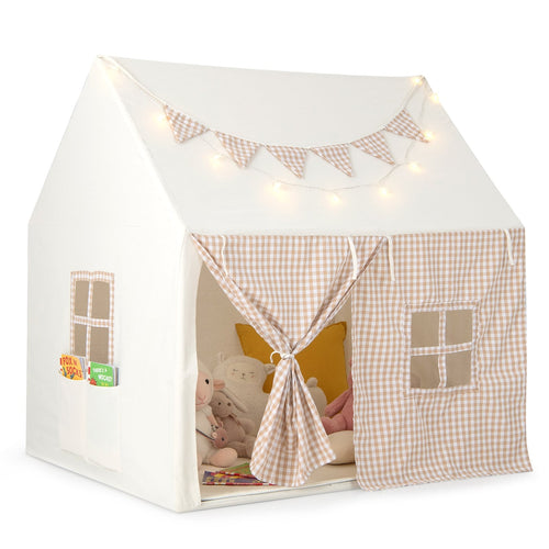 Kids Play Tent, Large, With Padded Mat And 2 Windows, Beige