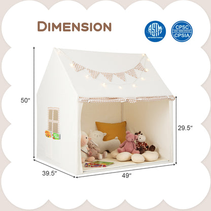 Kids Play Tent Large Playhouse with Padded Mat and 2 Breathable Windows, Beige Play Tents & Playhouse at Gallery Canada