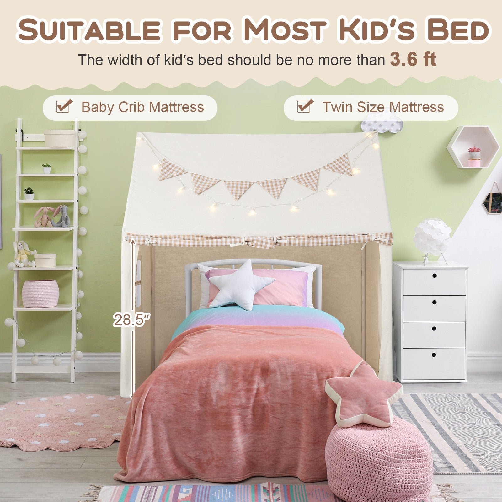 Kids Play Tent Large Playhouse with Padded Mat and 2 Breathable Windows, Beige Play Tents & Playhouse at Gallery Canada