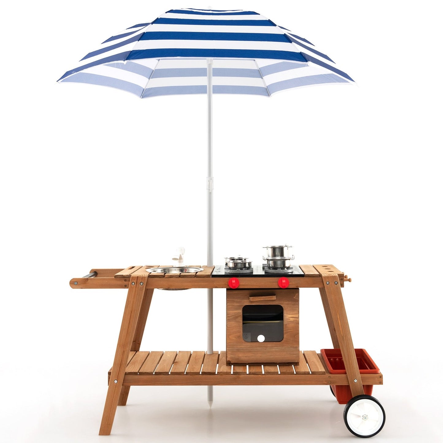 Wooden Play Cart with Sun Proof Umbrella for Toddlers Over 3 Years Old, Blue at Gallery Canada