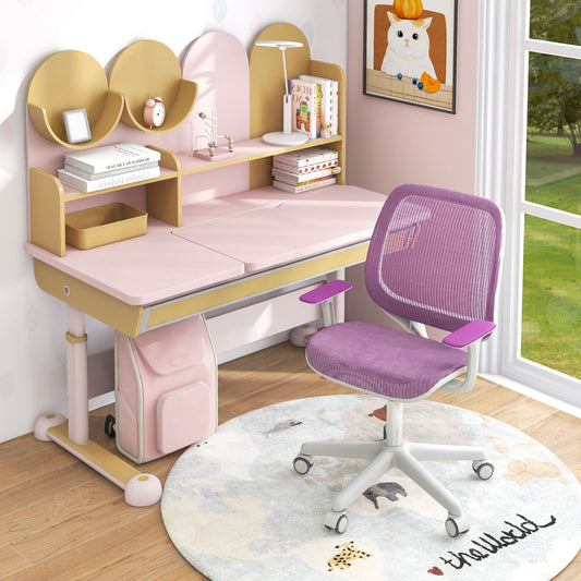 Swivel Mesh Children Computer Chair with Adjustable Height, Purple - Gallery Canada