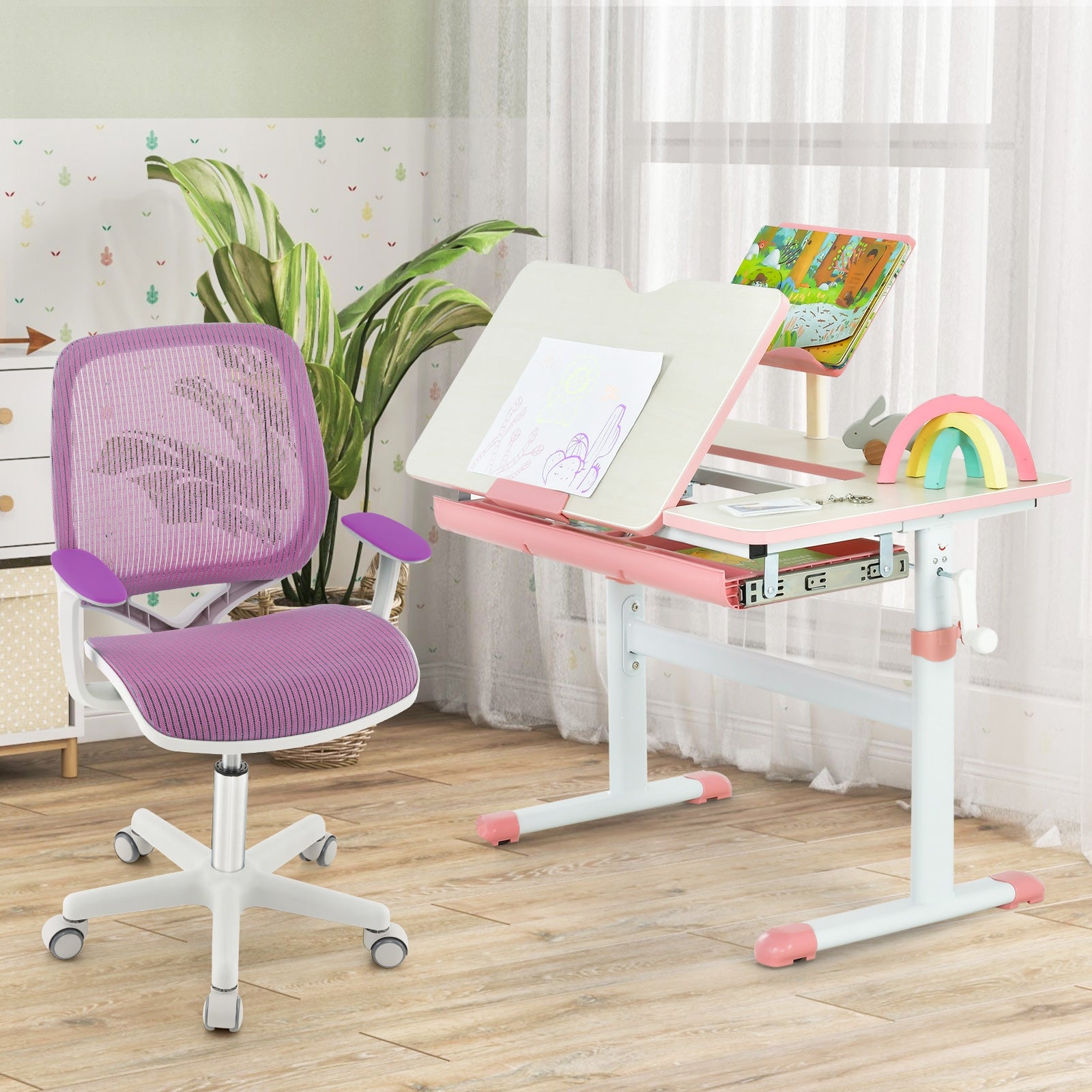Swivel Mesh Children Computer Chair, Adjustable Height, Purple Kids Chairs & Seating at Gallery Canada