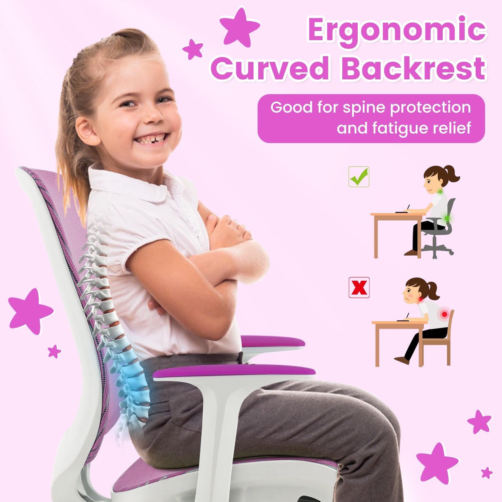Swivel Mesh Children Computer Chair, Adjustable Height, Purple Kids Chairs & Seating at Gallery Canada