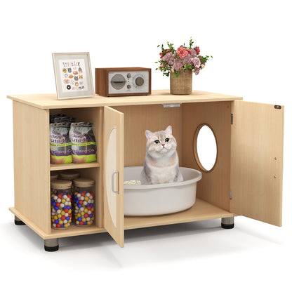 Cat Litter Box Enclosure with Sisal Scratching Doors and Adjustable Metal Feet, Natural Cat Houses at Gallery Canada