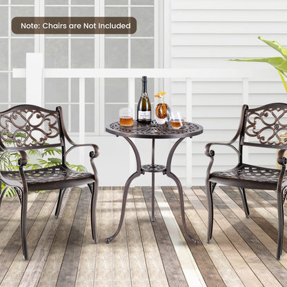 24 Inch Round Cast Aluminum Table Patio Dining Bistro Table with 2 Inch Umbrella Hole, Copper Patio Dining Tables at Gallery Canada