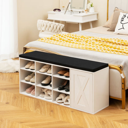 9-cube Shoe Bench with Adjustable Shelves and Removable Padded Cushion, White Shoe Racks & Storage Benches at Gallery Canada