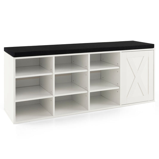 9-Cube Shoe Bench, Adjustable Shelves, Removable Cushion, White Shoe Racks & Storage Benches White at Gallery Canada