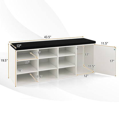 9-cube Shoe Bench with Adjustable Shelves and Removable Padded Cushion, White Shoe Racks & Storage Benches at Gallery Canada
