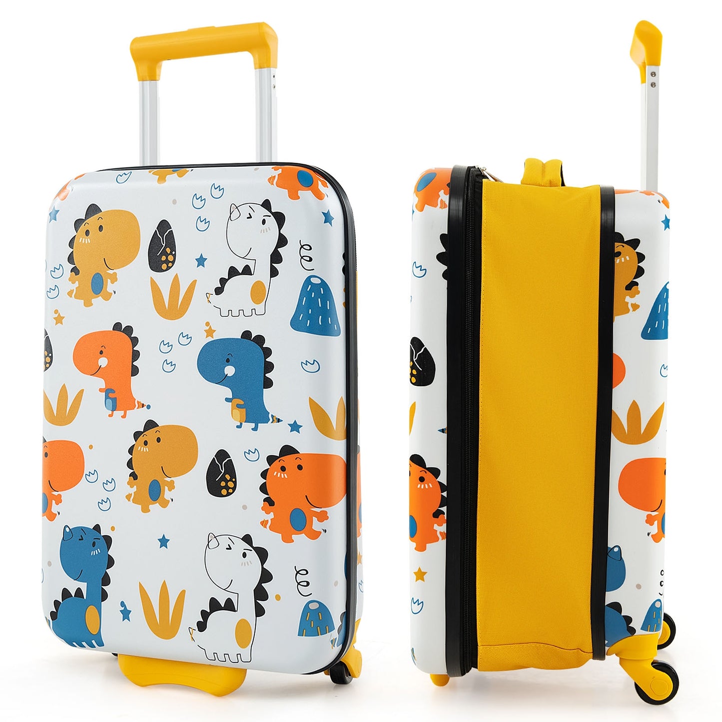20 Inch Kids Rolling Luggage Foldable Hardshell Carry-on Suitcase on Wheels, Yellow Kids Luggage at Gallery Canada