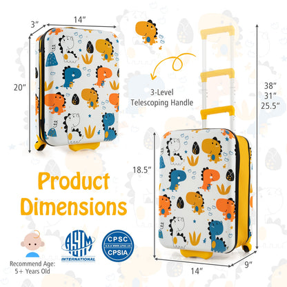 20 Inch Kids Rolling Luggage Foldable Hardshell Carry-on Suitcase on Wheels, Yellow Kids Luggage at Gallery Canada