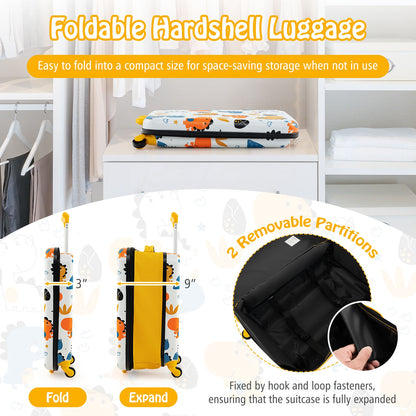 20 Inch Kids Rolling Luggage Foldable Hardshell Carry-on Suitcase on Wheels, Yellow Kids Luggage at Gallery Canada