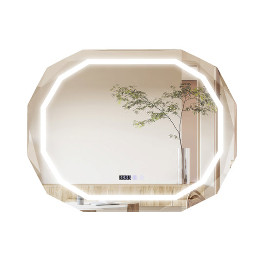 Anti-Fog Bathroom Mirror, 3 Color LED Light Memory, White Wall Mirrors White at Gallery Canada