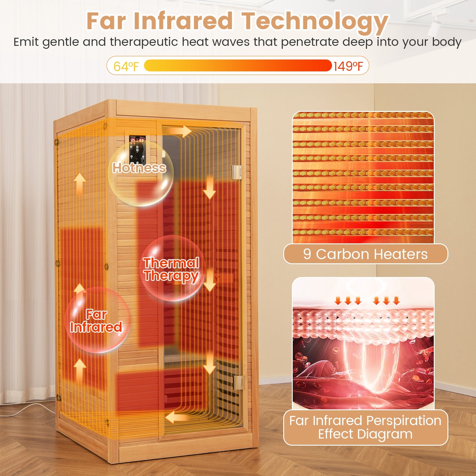 2024 New Model Single Person Far Infrared Wooden Sauna for Home, Natural Massage at Gallery Canada