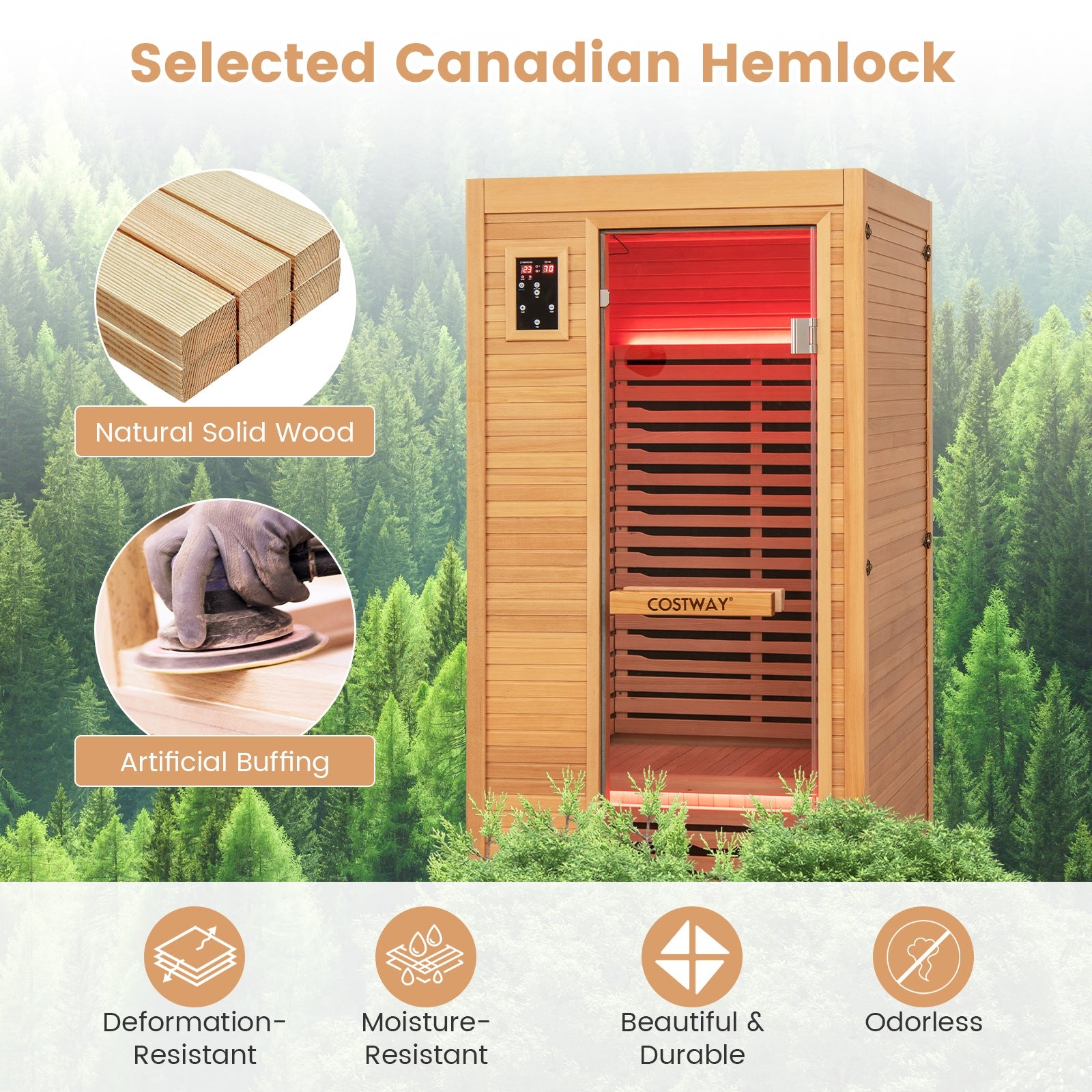 2024 New Model Single Person Far Infrared Wooden Sauna for Home, Natural Massage at Gallery Canada