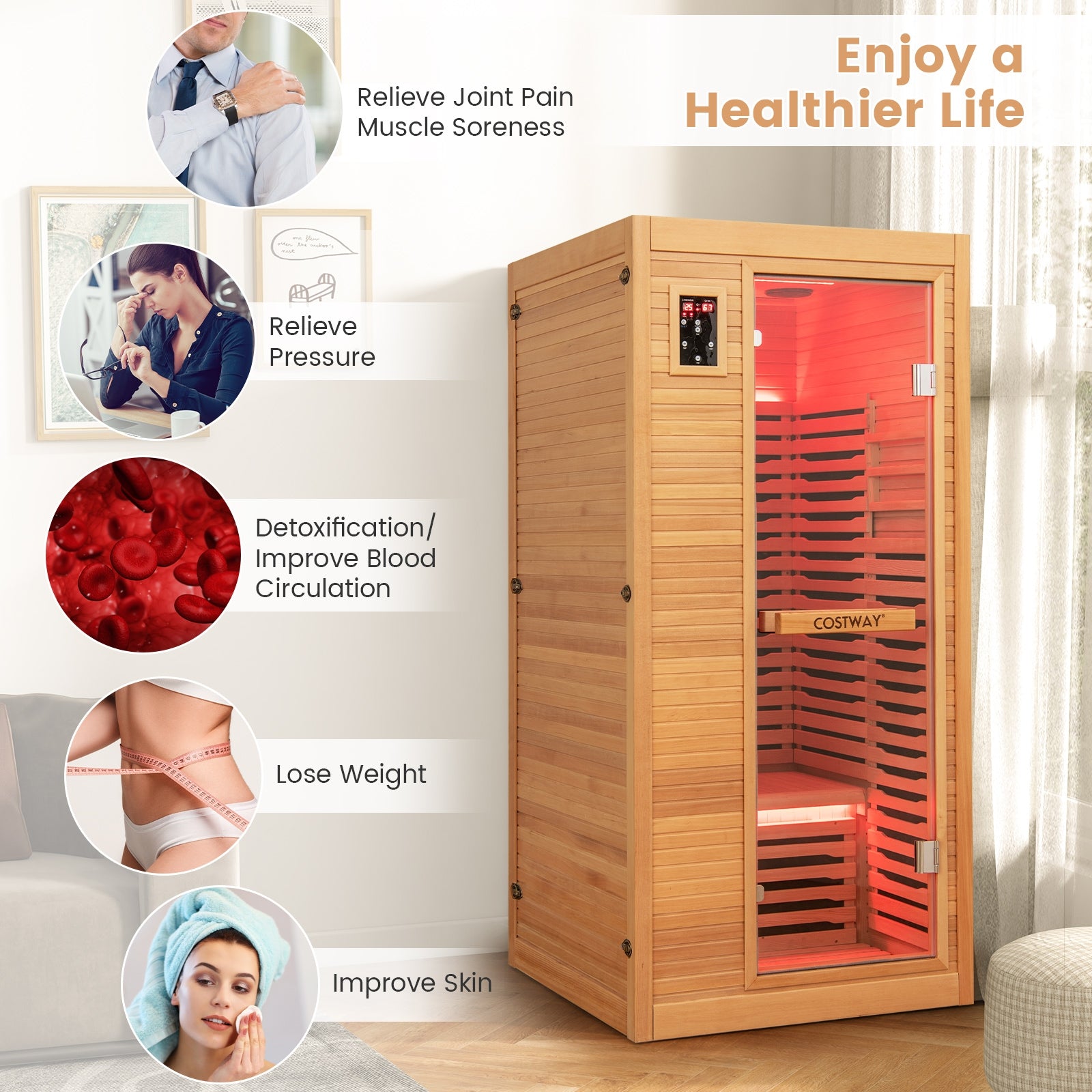 2024 New Model Single Person Far Infrared Wooden Sauna for Home, Natural Massage at Gallery Canada