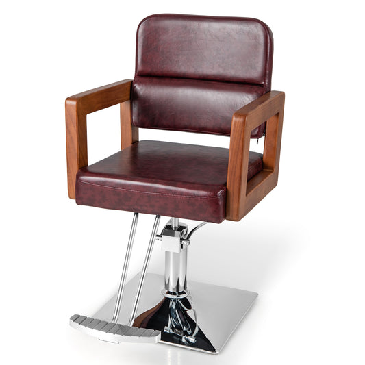 Hydraulic Barber Salon Chair, 360 Degree Swivel, Red Spa & Salon Red at Gallery Canada