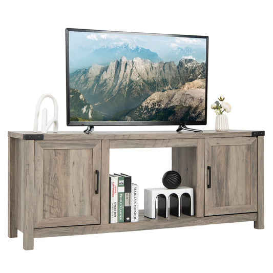 Electric Fireplace TV Stand with Storage Cabinets for TVs up to 70 Inch, Natural - Gallery Canada