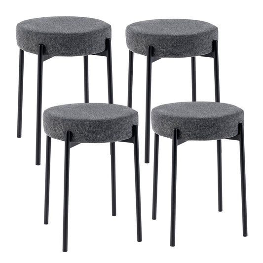 Bar Stools Set of 4 Upholstered Kitchen Stools with Foot Pads, Dark Gray - Gallery Canada
