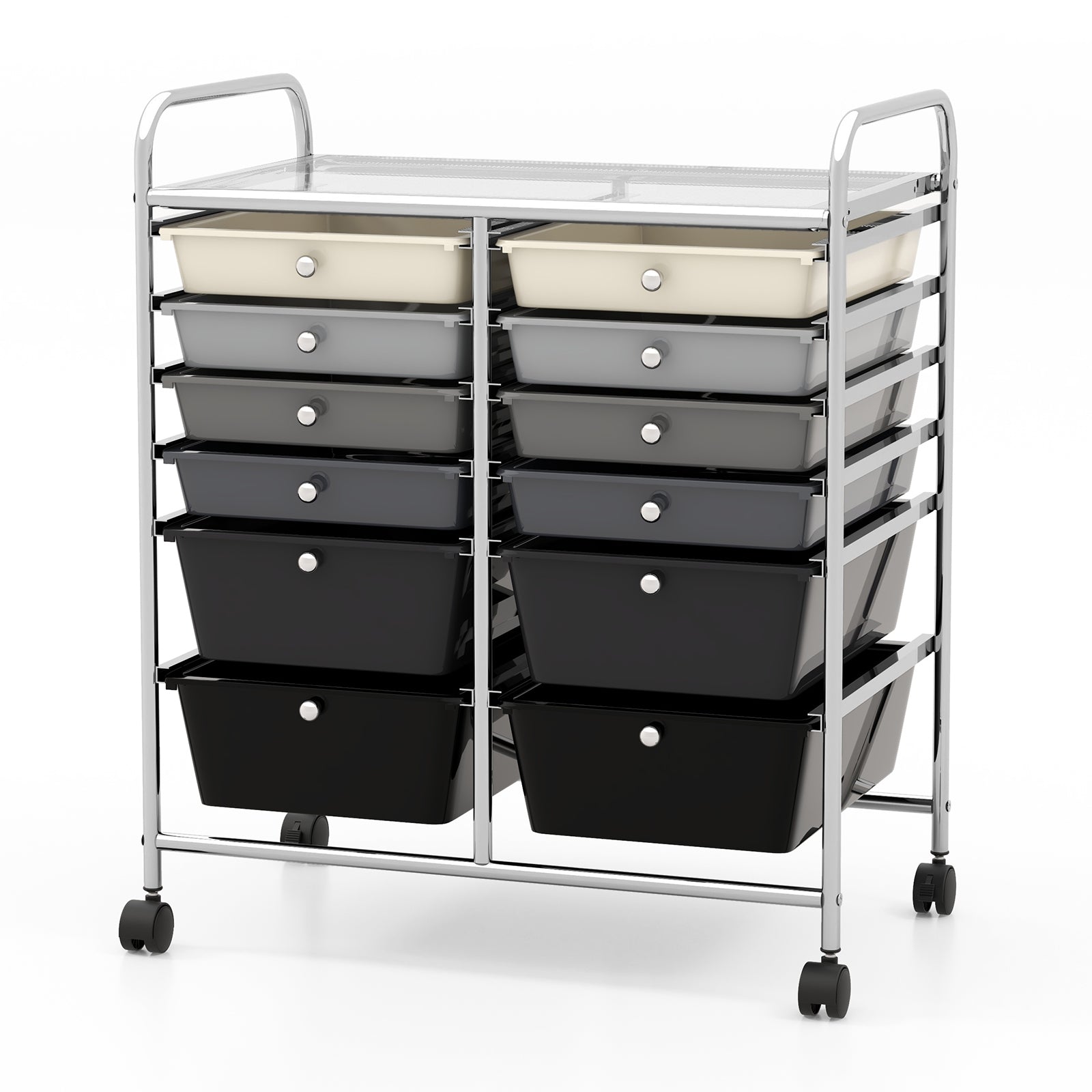 12-Drawer Rolling Storage Cart with Removable Drawers and Lockable Wheels, Gray File Cabinets at Gallery Canada