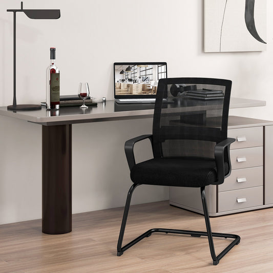 Office Guest Chair with Lumbar Support for Waiting Room-1 Piece, Black - Gallery Canada