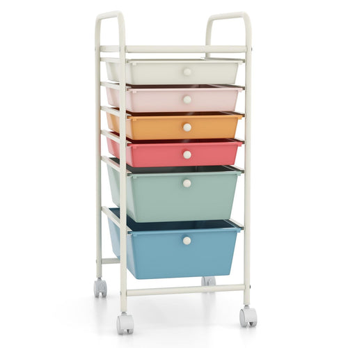 6 Drawers Rolling Storage Cart Organizer-Macaron, Macaron Multicolor