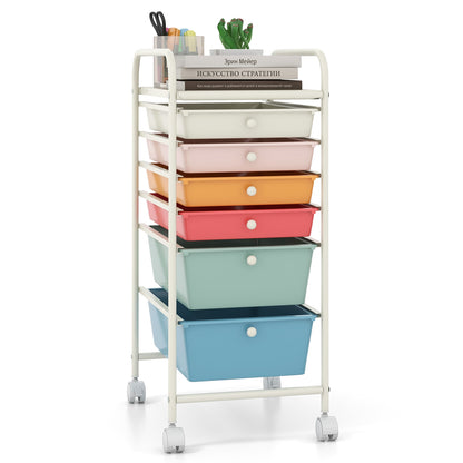 6 Drawers Rolling Storage Cart Organizer, Macaron Multicolor File Cabinets at Gallery Canada