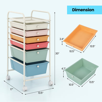 6 Drawers Rolling Storage Cart Organizer, Macaron Multicolor File Cabinets at Gallery Canada