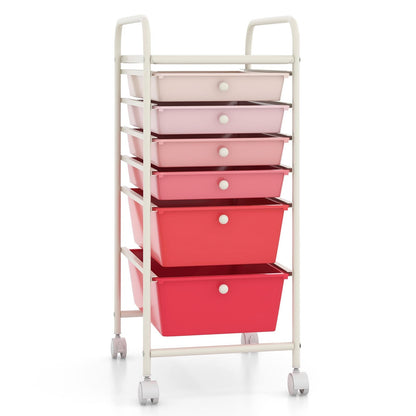 6 Drawers Rolling Storage Cart Organizer, Pink File Cabinets at Gallery Canada